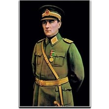 TeknoKapsül Zc Bayrak Siyah Atatürk Üniformalı Portre Raşel Dijital Baskı Bayrak 100 x 150 cm