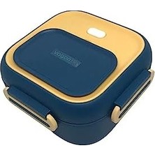 TeknoKapsül Bento 500ML Lunchbox Tek Katlı Çelik Sefer Tası Yemek Kutusu (Lacivert-Sarı)