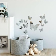 TeknoKapsül Dekoratif Ayna Pleksi Kelebek Duvar Süsü (Önü Jiletinli Arkası Yapışkanlı)