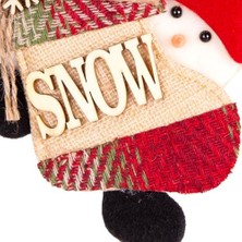 TeknoKapsül Yılbaşı Süsü Kardan Adam Çorap Figürlü Kırmızı 16X17 Cm.