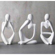 Tedisanat 3'lü Soyut Düşünen Adam Heykel Biblo Seti - Modern Dekoratif Ev Ofis Aksesuarı