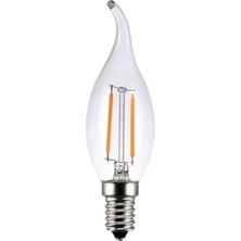 TeknoKapsül 10 Adet Kıvrık Buji Ampul 4W Şeffaf Filament Rustik LED Ampul – E14 Duy, 3200K Günışığı Işık - - Avize Ampulü