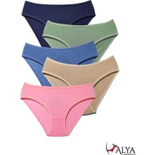 ALYA UNDERWEAR Kız Çocuk - Garson Pamuklu Kumaş Renkli Slip Külot 5'li Paket. P14