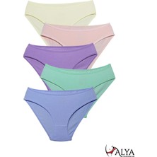 ALYA UNDERWEAR Kız Çocuk - Garson Pamuklu Kumaş Renkli Slip Külot 5'li Paket.