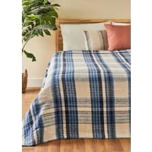 Bella Maison Noah Pamuklu Çift Kişilik Skoç Battaniye Mavi (200x220 cm)