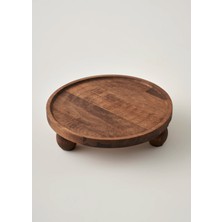 Bella Maison 25 cm Yuvarlak Ahşap Sunum Tepsisi Doğal Desenli Şık Sofra Sunum Aksesuarı