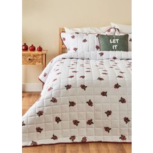 Jolly Kapitoneli Çok Amaçlı Çift Kişilik Yatak Örtüsü Seti Kırmızı-Beyaz (240x220)