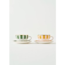 Bella Maison  Line 2'li Çay Fincanı Yeşil-Turuncu (270 cc)