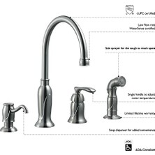 TeknoKapsül 525790 Mutfak Musluğu, Püskürtücülü ve Sabunluk Ile, Yağla Pürüzsüzleştirilmiş Bronz