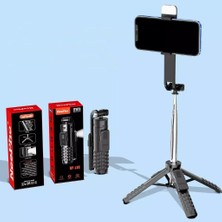 TeknoKapsül Mini Dört Ayaklı Selfie Çubuğu Telefon Tutucu Kablosuz Bluetooth Kumandalı 85 cm Uzayan 15 cm Katlanan Stabil Masaüstü Seyahat Fotoğraf Video Çekim Aparatı | NP-L8S