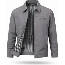 Regos Erkek Gri Battal Boy Klasik Yakalı Ince Yazlık Mevsimlik Mont&ceket