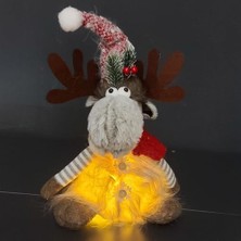 TeknoKapsül Yılbaşı Süsü Geyik Işıklı Kırmızı-Gri 17X10X35 Cm.