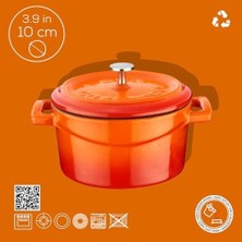 TeknoKapsül Metal Döküm Mini Tencere, 10 Cm, 0.35 L Hacim, Turuncu