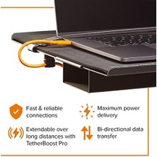 TeknoKapsül Tetherpro Usb-C To Usb-C - Bağlantı Kablosu 15' (4.6m) Kamera ve Laptop, Turuncu