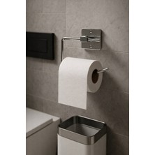 Sas Haus Yapışkanlı Krom WC Kağıtlık / Tuvalet Kağıtlık – Deliksiz Montaj, Ergonomik Tasarım KS-001