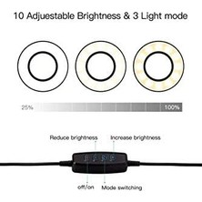 TeknoKapsül LED Ring Light Youtuber Makyaj Akrobat LED Halka Işık Kuaför, Halka Video Işığı, Canlı Aramalar Için Işık Kaynağı Lamba,telefon Tutuculu Stand Işıklı, Işık Desteği Sarı Beyaz Gün Işığı Jd-01