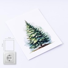 TeknoKapsül Yılbaşı Priz Sticker 9X12 Cm, Çam Ağacı 5 Adet
