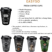TeknoKapsül 400 ml Termos Mug – Yıkanabilir Plastik Kahve Kupası, French Press Filtre Kahve ve Meşrubat Bardağı, Taşınabilir ve Dayanıklı Tasarım (400ML, Green Cup)