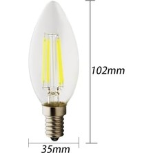 TeknoKapsül Rustik LED Filament Ampul 4 Watt E14 Duy Sarı Işık Dekoratif Aydınlatma (1, Şeffaf Cam C35)