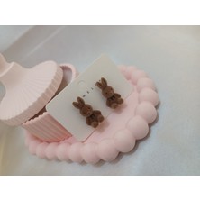 CSAY Moda Koyu Kahverengi Tavşanlı Küpe