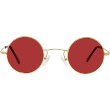 Sanches Vintage Yuvarlak Polarize Güneş Gözlüğü Altın Çerçeve Kır