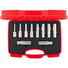 TeknoKapsül 1108006010 10 Parça 1/2" Altı Köşe Derin Lokma Takımı, Krom, 10 Parça Set