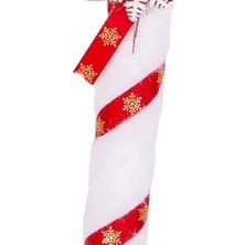 TeknoKapsül Yılbaşı Süsü Yılbaşı Dekorlu Baston Kırmızı-Beyaz 9X21 Cm.