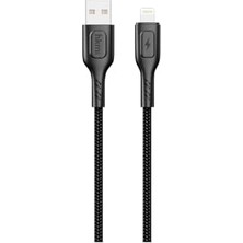 TeknoKapsül Knıt 2A Çıkış, Usb-A To Lightning Şarj ve Data Aktarım Kablosu, Örgü Tasarım, 1 Metre, Siyah