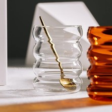 TeknoKapsül Dayanıklı Borosilikat Cam Şerit Şeklinde Bardak Kahve ve Sunum Bardağı - 1 Adet