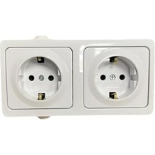 TeknoKapsül Ne-Ad Sıvaüstü Ikili Topraklı Priz - 2p+N 16A 220V, Topraklama Kontaklı, Dayanıklı Abs Gövde, Ev ve Atölye Kullanımına Uygun Kombine Priz, 14X7X4,4 cm