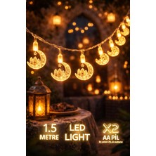 TeknoKapsül Ramazan Süsleri, Ramazan Tavan Süsü 1,5 Metre Sarı Işıklar Işıkları Aydınlatmalı Şerit LED Ramazan Süsü LED Işık