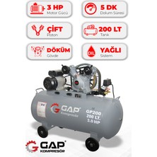 GAP Kompresör Hava Kompresörü Pistonlu 200 Lt 2 Kafa 8 Bar 3 Hp IGP200