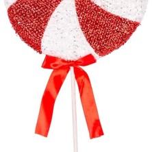 TeknoKapsül Yılbaşı Ağaç Süsü Kurdelalı Şeker Figür Kırmızı-Beyaz 19X38 Cm.