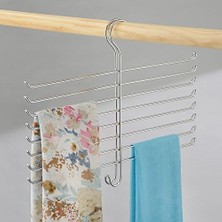 TeknoKapsül Şal Için Asma Saklama Kutusu, Küçük Metal Asma Düzenleyici, Şallar, Kravatlar ve Kemerler Için, Kırışmaz Şal Saklama, 8 Çubuklu ve 1 Kancalı, Gümüş Rengi