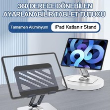 TeknoKapsül Tablet Standı 360° Dönebilen Tablet Tutucu Katlanabilir Alüminyum Tablet ve Telefon Standı - Gri