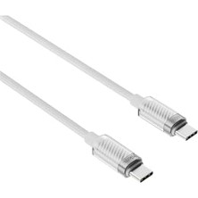 TeknoKapsül Knıt Glam 60W Hızlı Şarj Destekli, Type-C To Type-C Şarj ve Data Aktarım Kablosu, 1 Metre, Beyaz