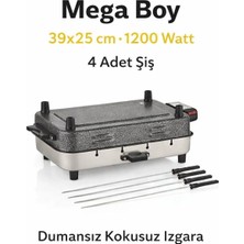Taner Elektrikli Izgara Mega Boy 1200W Kokusuz Dumansız Metal Gri 38x23x5,4 cm Balkon ve Mutfak Kullanımı