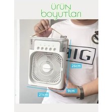 TeknoKapsül Buzlu Vantilatör Mini Fan 5 Spreyli Su Püskürtmeli 600 ml Buhar Makinesi Nemlendirici Mini Klima Rgb