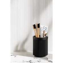 TeknoKapsül Serisi Siyah Banyo Seti, 5 Parça Akrilik 5 Litre Çöp Kovası, Sabunluk, Fırçalık Takımı - 3088