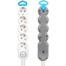 TeknoKapsül Vea VE-2S5S 5li Kablolu Anahtarlı 2 Metre Grup Priz