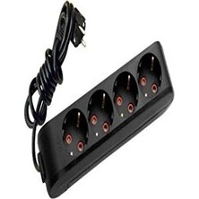 TeknoKapsül Siyah Dörtlü Priz Topraklı Kablolu Çocuk Korumalı 3 mt