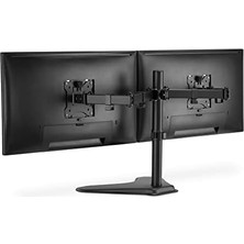 TeknoKapsül Monitör Tutucu - Ayak - 2 Monitör - 32 Inçe Kadar - 2x 8 Kg'a Kadar - Vesa 75X75, 100X100 - Siyah