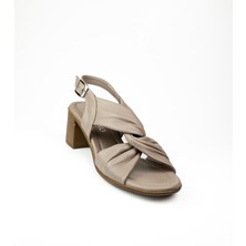 Babalı 1501 Vizon Deri Topuklu Kadın Sandalet