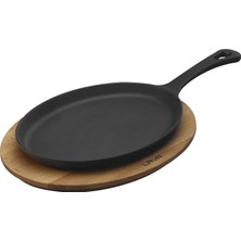 TeknoKapsül Fajita Tavası ve Ahşap Altlığı, 17X23 Cm, Saplı, Oval
