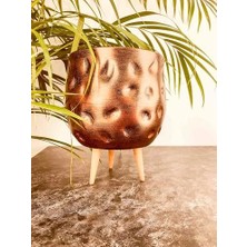 TeknoKapsül Bitki Tasarımı Ev Dekorasyon Aksesuar Bakır Desenli Toprak Saksı Saksılık Salon Çiçeklik 3 Ayaklı - 19 cm