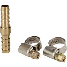 TeknoKapsül Orijinal Çift Taraflı Hortum Bağlama Borusu 9 mm (Kompresör Aksesuarı, Sağlam Pirinçten Yapılmış, Basınçlı Hava Hortumları Için, 2x Kelepçe Dahil) - 4139320