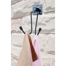 TeknoKapsül Kendiliğinden Yapışkanlı Siyah Paslanmaz Metal Bornoz ve Havlu Askılığı