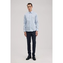 Jakamen Mavi Comfort Fit %100 Pamuk Ütü Gerektirmeyen Non Iron Gömlek