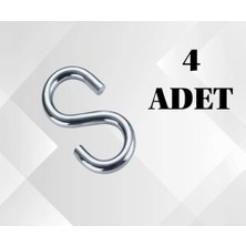 TeknoKapsül Çinko Ile Işlenmiş 316 Paslanmaz Çelik Krom S Kanca, 6 mm 4 Adet Her Türlü Amaç Için Kullanılır