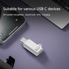 TeknoKapsül Type C To Lightning Yuva Çevirici Yaka Mikrofonu ile Uyumlu Beyaz Otg Adaptör Otgyz